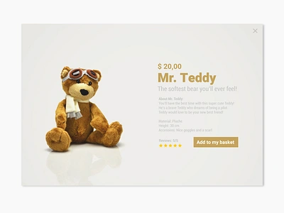 DailyUI #012 - E-commerce shop (single item) daily ui 012 dailyui dailyui012 design e commerce e commerce shop product product page shop teddybear ui ui ux design ux web webshop