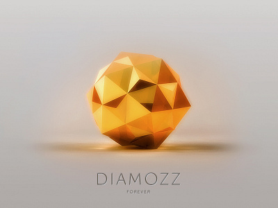 Diamozz 3d caustics cg clean decent diamond diamozz elegant glare glow light logo minimal modern precious render simple yellow