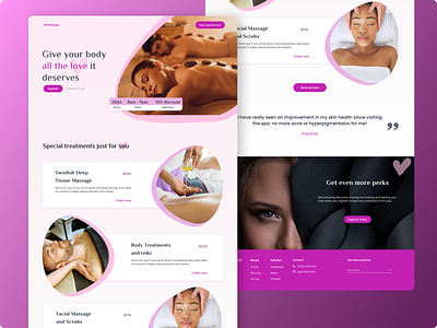 Landing page for a spa
