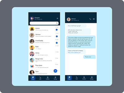 Messaging app/ Inbox screens