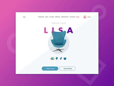 Product page chair clean design elegant furniture gradient product simple ui ux web webapp