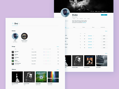 Search & Artist page about artist artist page audio bold clean colors follow marketplace multitrack music profile profile cover results search song track ui web whitespace