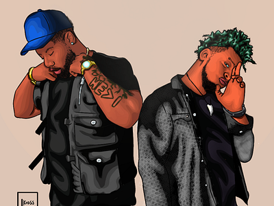 Rap Artists 2d africanart anime portrait blackanime design graphic design illustration vector vector tracing