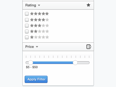 Price Filter bitcast filter price rating slider