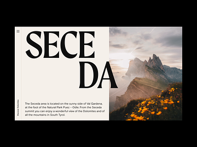 Dolomites Exploration Website Concept bold editorial hero layout minimal travel typography ui ux web design website
