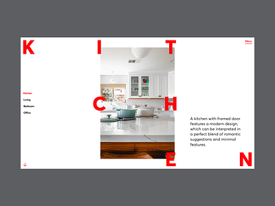 Interior Design Website Concept flat forniture grid interior kitchen minimal typography ui ux web design website