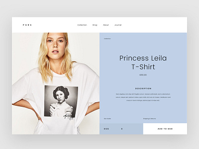 Pure Fashion Product Page daily ui detail page fashion minimalist model product page typography ui ux website