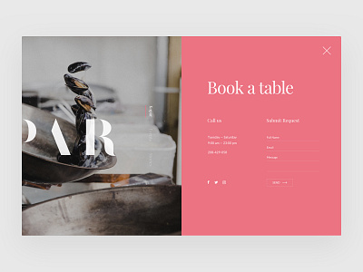 Kopar Booking Overlay booking food minimalism overlay restaurant typography ui ui daily ux website