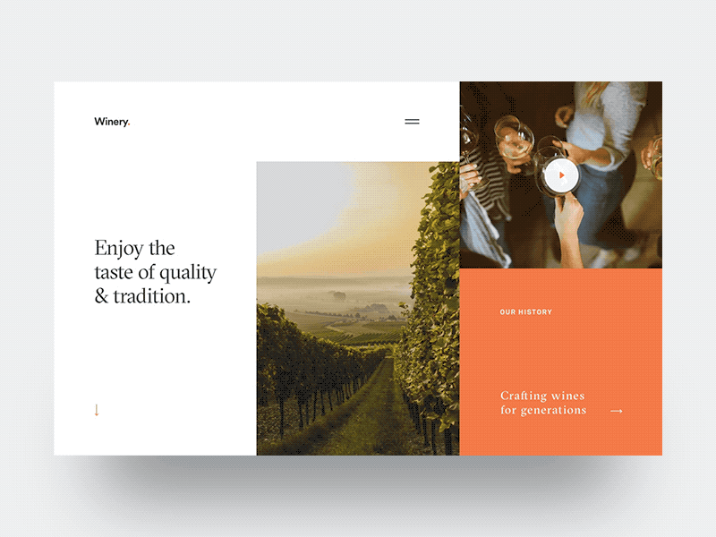 Winery - Page Reveal animation design principle process ui ui motion ux web design winery