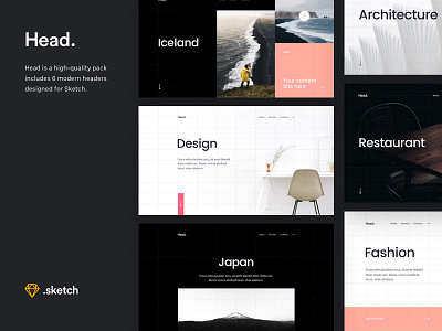 Head - Free Sketch Header Starter Kit download flat design freebie header hero minimal process sketch ui ui kit ux