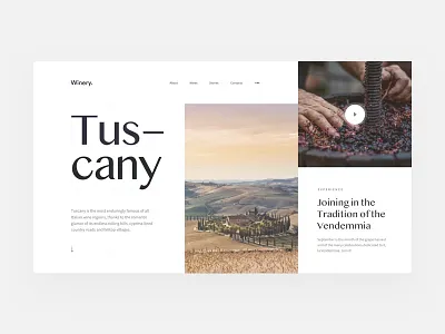 Winery - Hero layout exploration block layout flat grid layout minimal process travel typography ui ux web design webflow winery