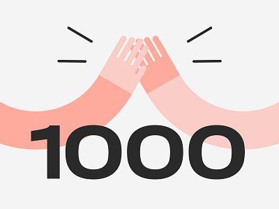 1000 followers! 1000 design flat followers hand five hands illustraion minimal thanks web design