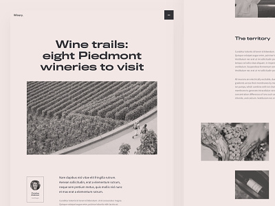 Winery - Article Page article flat grid minimal monochrome process typography ux ui web design wine winery