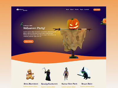 Halloween Party Landing Page 3d design landingpage uidesign