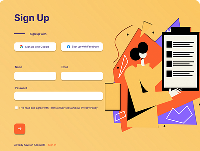 Sign up Page designui illustration landingpage signuppage ui