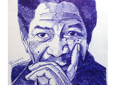 Morgan Freeman - Traditional Art (Ball Point pen on Paper)