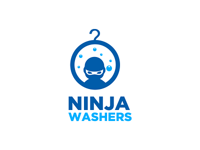 Ninja Washers - Logo Design Proposal 03 branding design laundry logo logo design ninja portfolio samurai sword washers washing