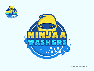 Ninja Washers - Logo Design - Approved branding corporate identity design illustration laundry logo logo design ninja ninjaa photoshop portfolio samurai typography wash washers washing