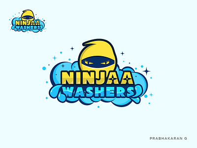 Ninjaa Washers - Logo Design Proposal 04 adobe illustrator branding corporate identity design icon illustration illustrator laundry logo logo design ninja ninjaa photoshop portfolio samurai typography vector wash washers washing