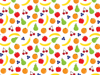 Fruits apple banana blueberry cherry fruit orange pattern pear