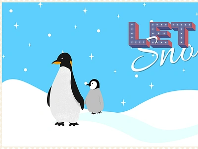 Penguins animal illustration penguins snow typography winter