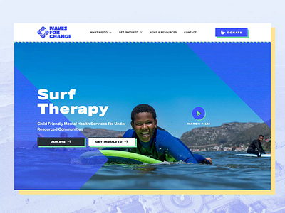 Waves for Change Website animation branding colourful design playful surfing website ui website website ui