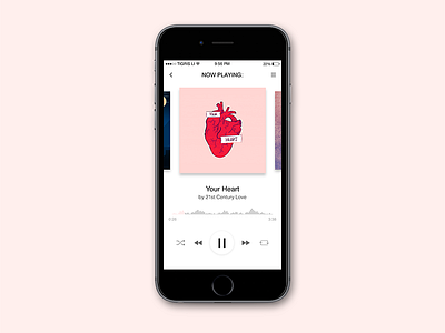 Now Playing: Your Heart 21st century heart illustration iphone app design love music now playing players