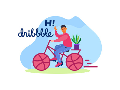 Hi Dribbble :) community design dribbble hello illustration platform thanks vector welcome