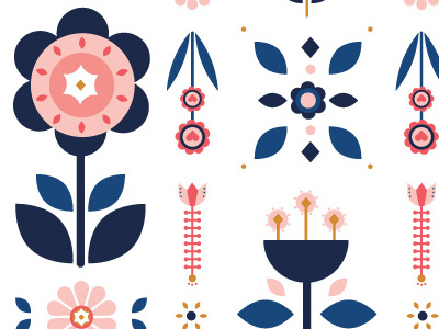 Folksy flowers folk illustration pattern