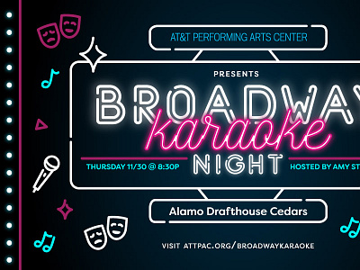 Broadway Karaoke Night broadway entertainment karaoke lights microphone neon night singing theatre