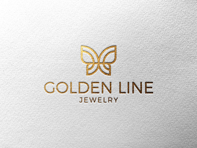 Golden Line Jewelry logo design butterfly logo classy contructed elegant jewelry logo logo simple simple logo