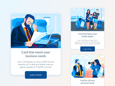 Cards Design airline airport business businessman card cards corporate family flight icon illustration landing luggage office onboarding photographer travel ui vacation website