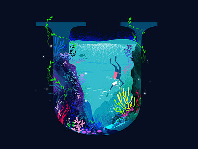 36DaysOfType 36daysoftype diving icon illustration letter logo plant typography underwater water