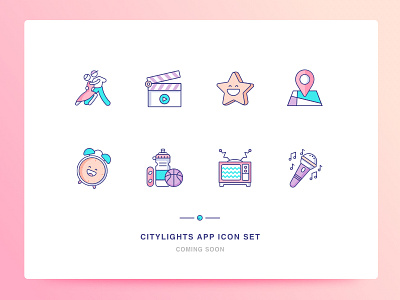 Citylights App Icon Set 2 app clock dance icons illustration like location movies music sports star ui