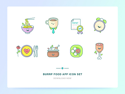burrp! Food App Icon Set app biryani certified chicken chinese coffee dinner food food and beverage food app happy hour icon illustration non veg romantic south indian ui web