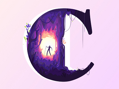 C for Cave 36daysoftype adventure branding cave fantasy icon illustration landing page logo nature onboarding travel app typography ui website
