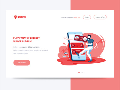 dream11 Onboarding screen cricket icon illustration login mobile onboarding screen onboarding ui player sports ui ux vector webdesign website