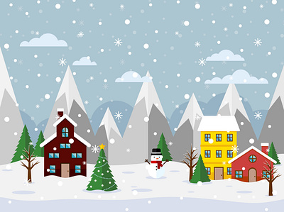 Holiday Winter Village Scene design illustration vector