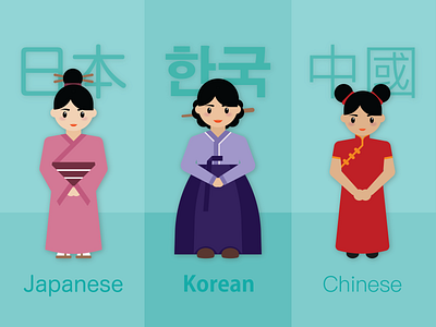 Traditional East Asian Outfits design flat design illustration vector