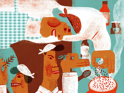 Meal delivery service: editorial illustration