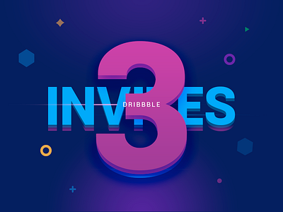 3 Dribbble Invites 3 color designers draft dribbble giveaway icon. pk invitation invite ui ux