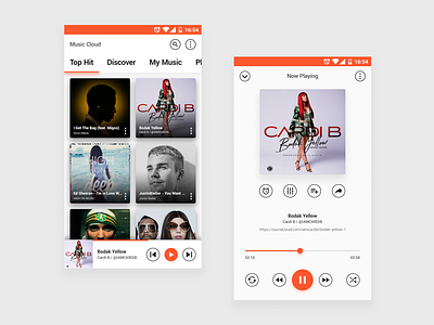 Music Player android app flat icon js music pk player ui ux