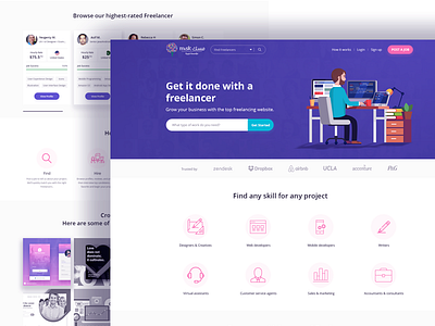 Freelancer Landing Page career freelancer icon illustration job landingpage pk ui ux