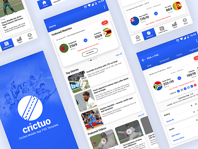 Crictuo – Cricket Mobile App app bpl cricket dribbble freelance icon ipl logo psl ui userinterfaces ux design worldcup2019