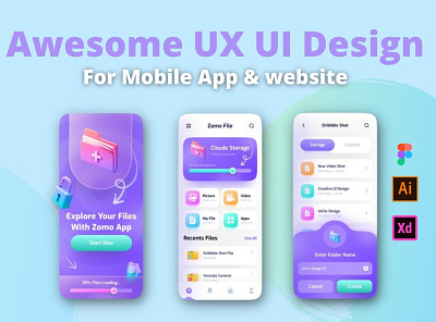awesome UX UI mobile app design branding design graphic design illustration logo ui ux ux ui design
