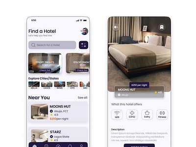 Hotel booking app ui design
