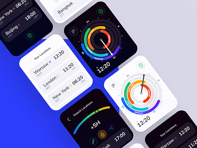 Time Zones Watch App android app design ios mobile time ui ux watch wearables