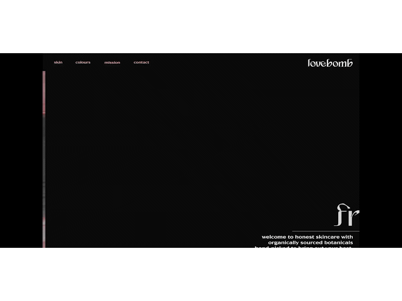 Lovebomb Botanicals beauty branding concept graphic design motion graphics skincare ui web design