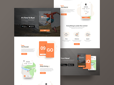 Running App LandingPage concept design icon landing page landing page design ui