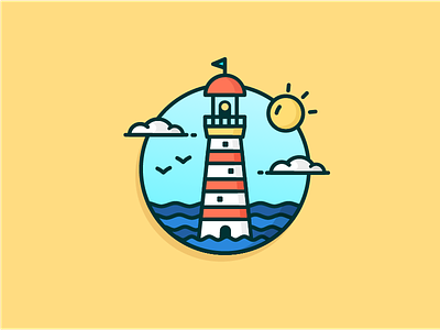Sunny Lighthouse could icon illustration lighthouse outline rebound see sun